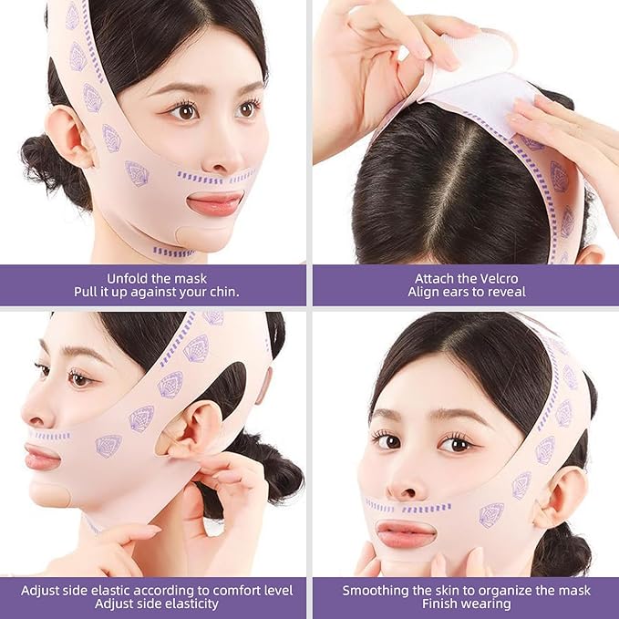 V-Line Face Lifting Tape - Reusable Beauty Face and Chin Lift Mask for Men and Women, Soft High-Elastic Fit, Depuffing and Skin Tightening, Double Chin Strap, Sagging Skin Relief