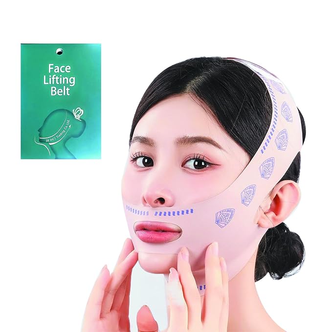 V-Line Face Lifting Tape - Reusable Beauty Face and Chin Lift Mask for Men and Women, Soft High-Elastic Fit, Depuffing and Skin Tightening, Double Chin Strap, Sagging Skin Relief
